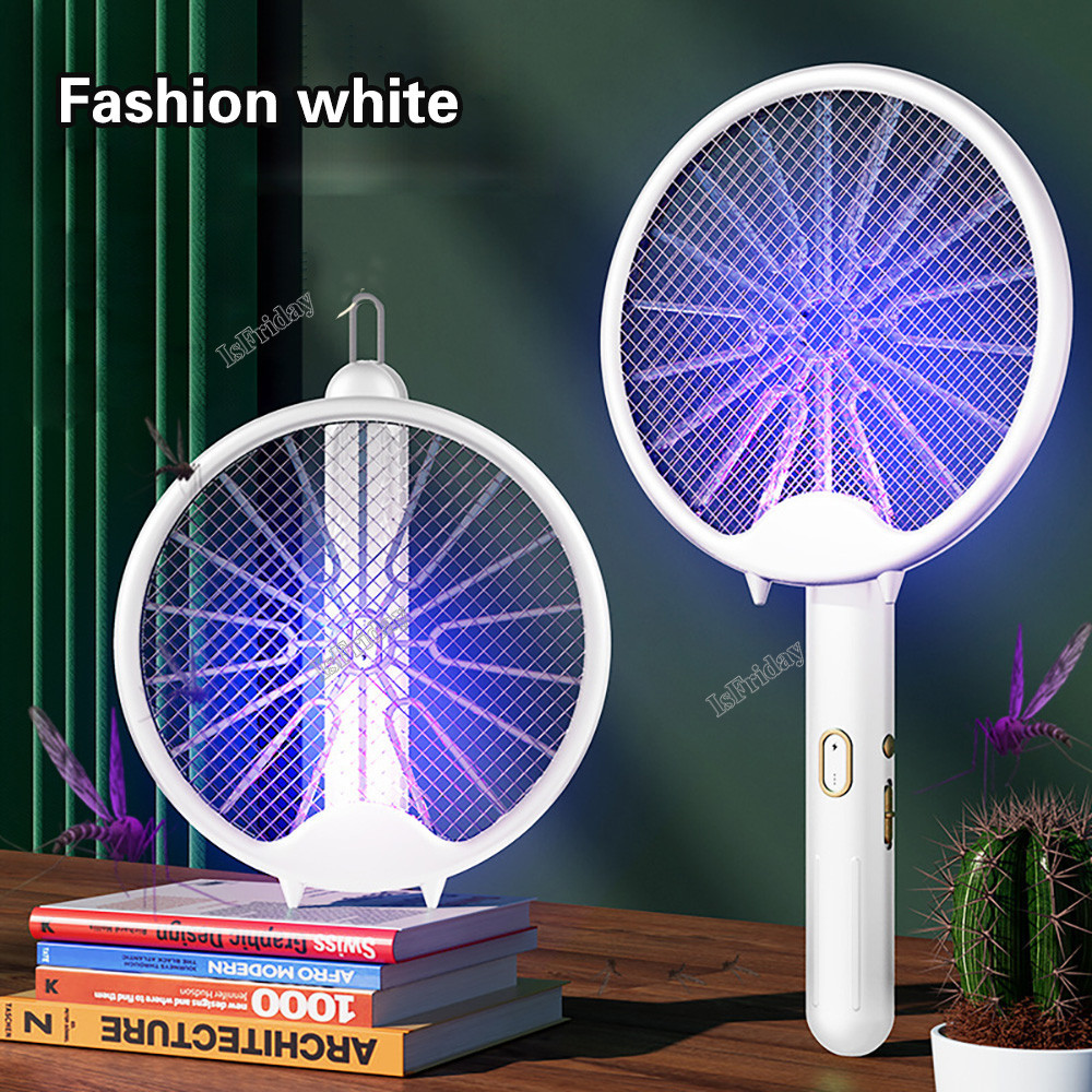 3 in 1 Fly Swatter Electric Racket Rechargeable Bug Zapper Racket ...