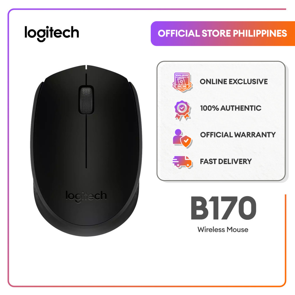 Logitech B170 Wireless Mouse 2.4 GHz with USB Nano Receiver 12-Months ...