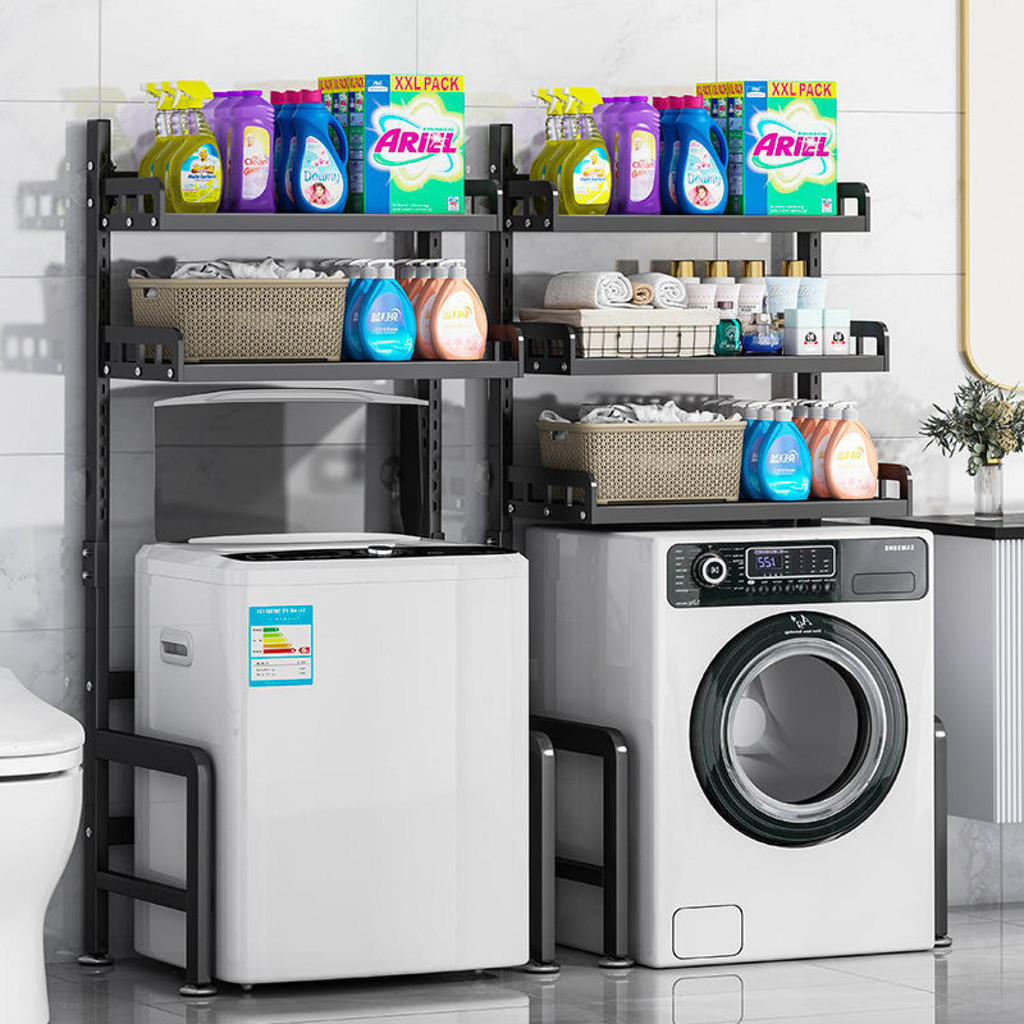 2/3 Layers Adjustable Washing Machine Rack Bathroom Laundry Rack Toilet ...