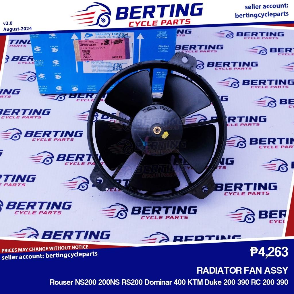 RADIATOR FAN ASSY Rouser NS200 200NS RS200 Dominar 400 KTM Duke 200 390 RC 200 390 Genuine JP601235 Shopee Philippines