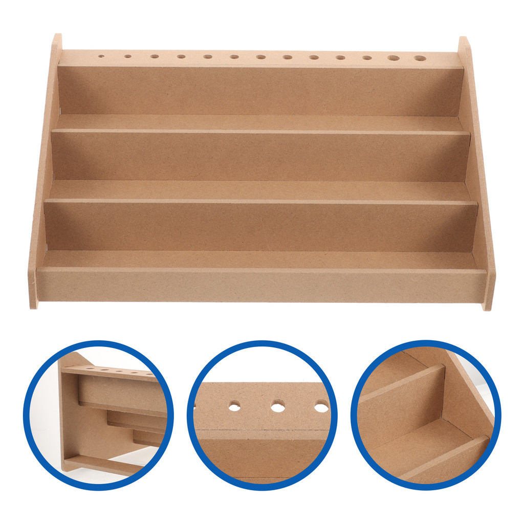 3 Layers Paint Organizer Paint Brush Holder Wooden Paints Bottles Rack