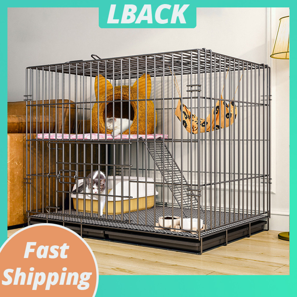 LBACK 2/3 Layers Pet Cage With Free Poop Tray Collapsible Cat Cage With ...