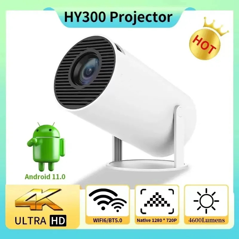 ♝hy300 Android 11 WIFI Smart Portable Projector 1280 720P Full HD