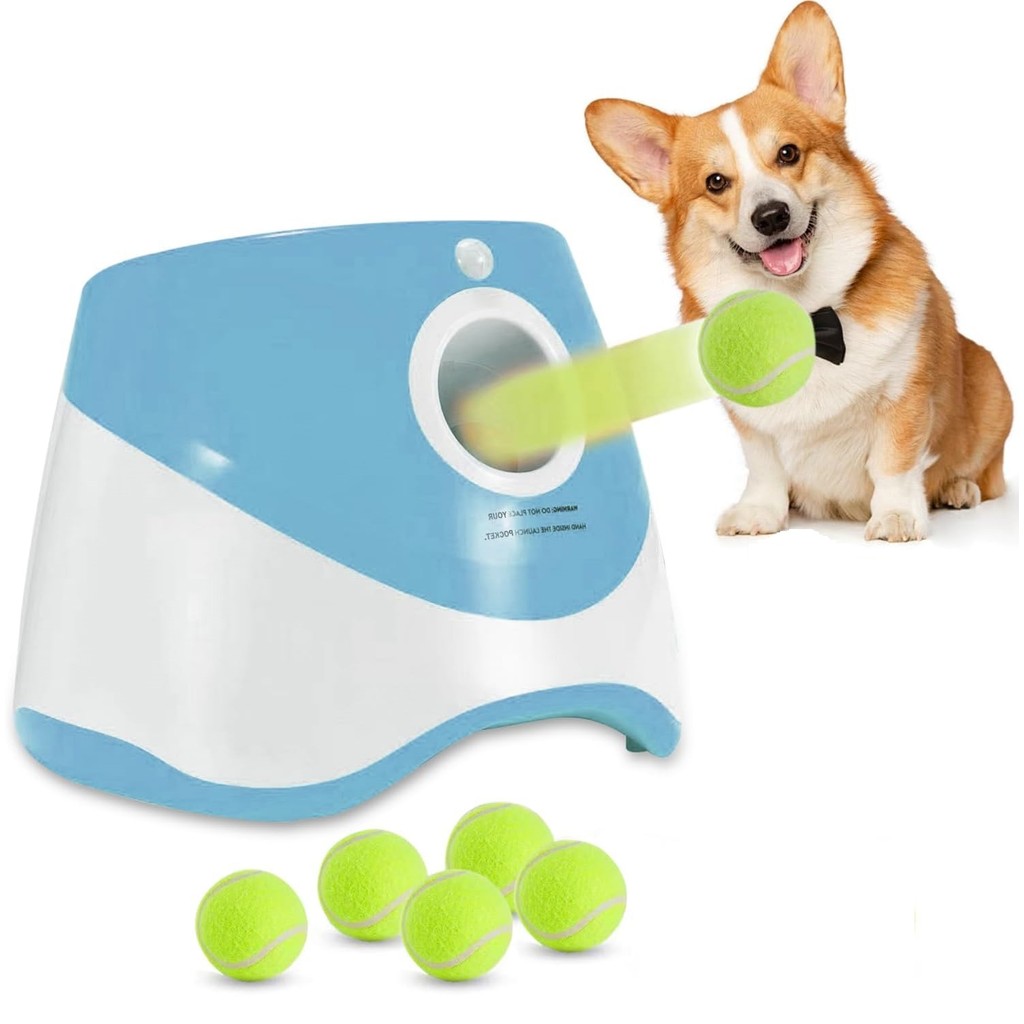 ♀Dog Ball Thrower Launcher,Automatic Ball Launcher for Dogs with 6