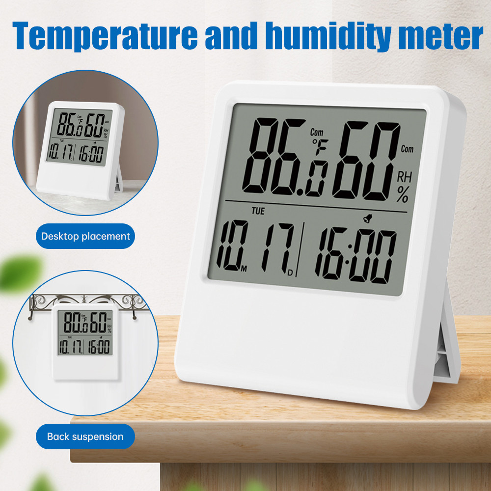 ⚕Digital Display Hygrothermometer Clock Magnet Mounted Time Date ...