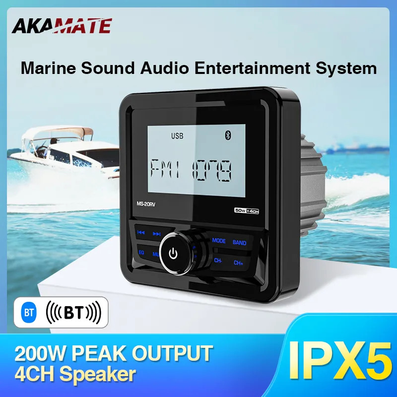 Marine Radio FM AM MP3 Media Player Boat Stereo Waterproof Bluetooth ...