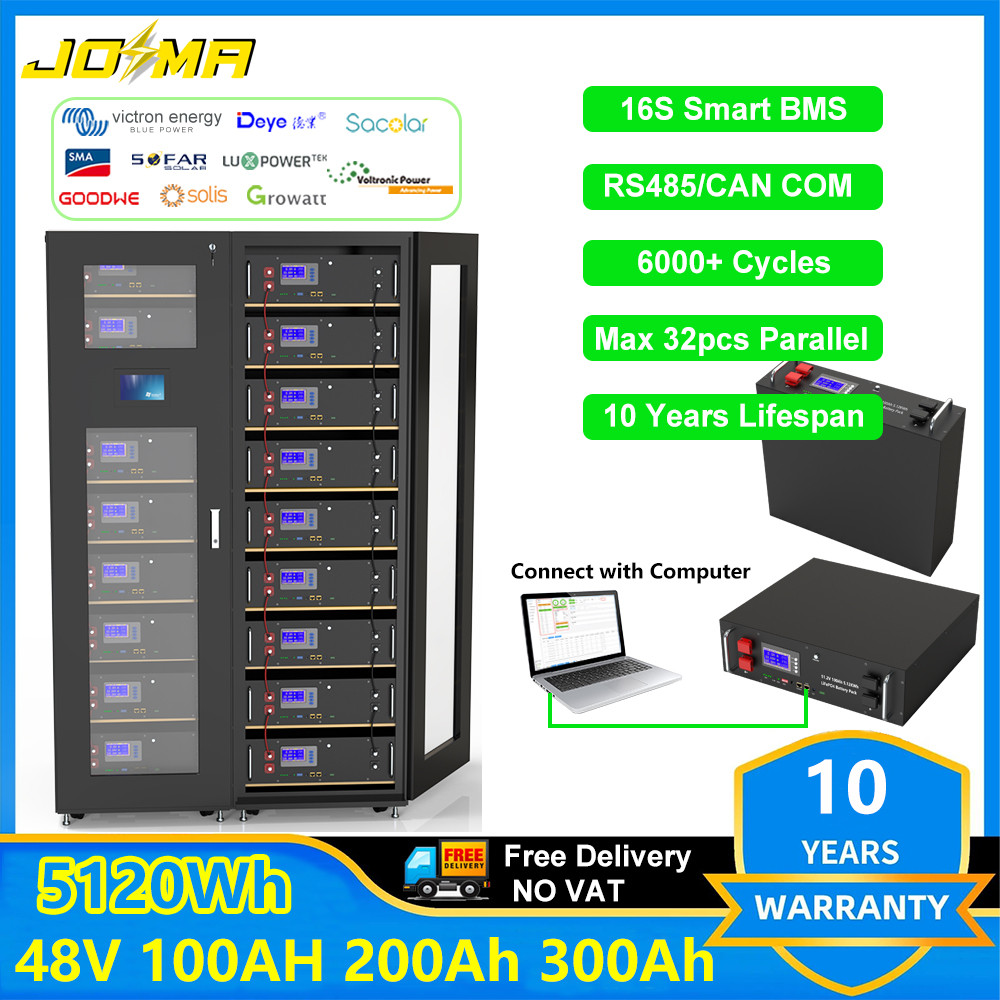 48V 100Ah LiFePO4 Battery 200Ah 300Ah Built-in 16S Smart BMS RS485 CAN ...