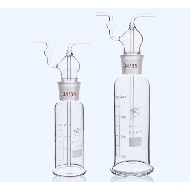 Laboratory bottle dual open glassware Lab Gas Washing Bottles precision