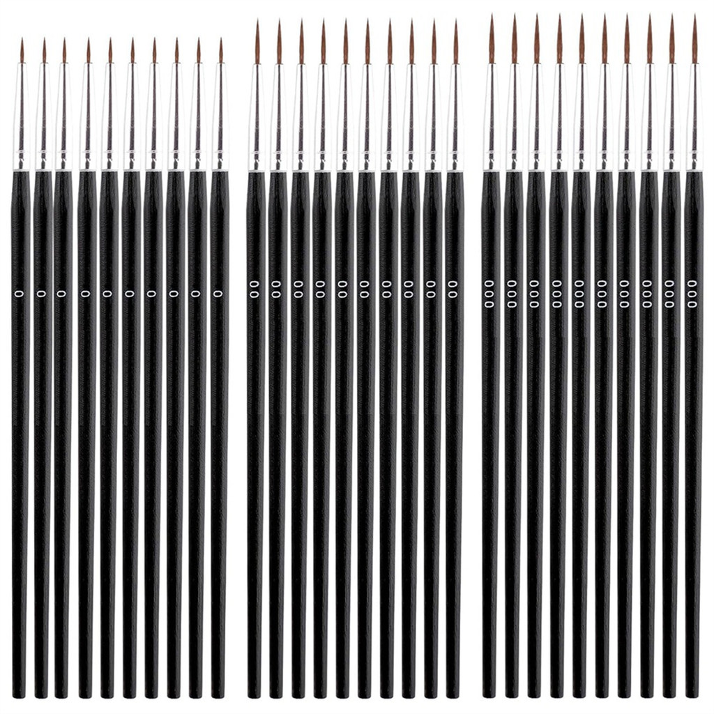 30-Piece Tiny Detail Paint Brush Set - Fine Liner Brushes #0 #00 #000 For Miniature, Crafts & Face Painting