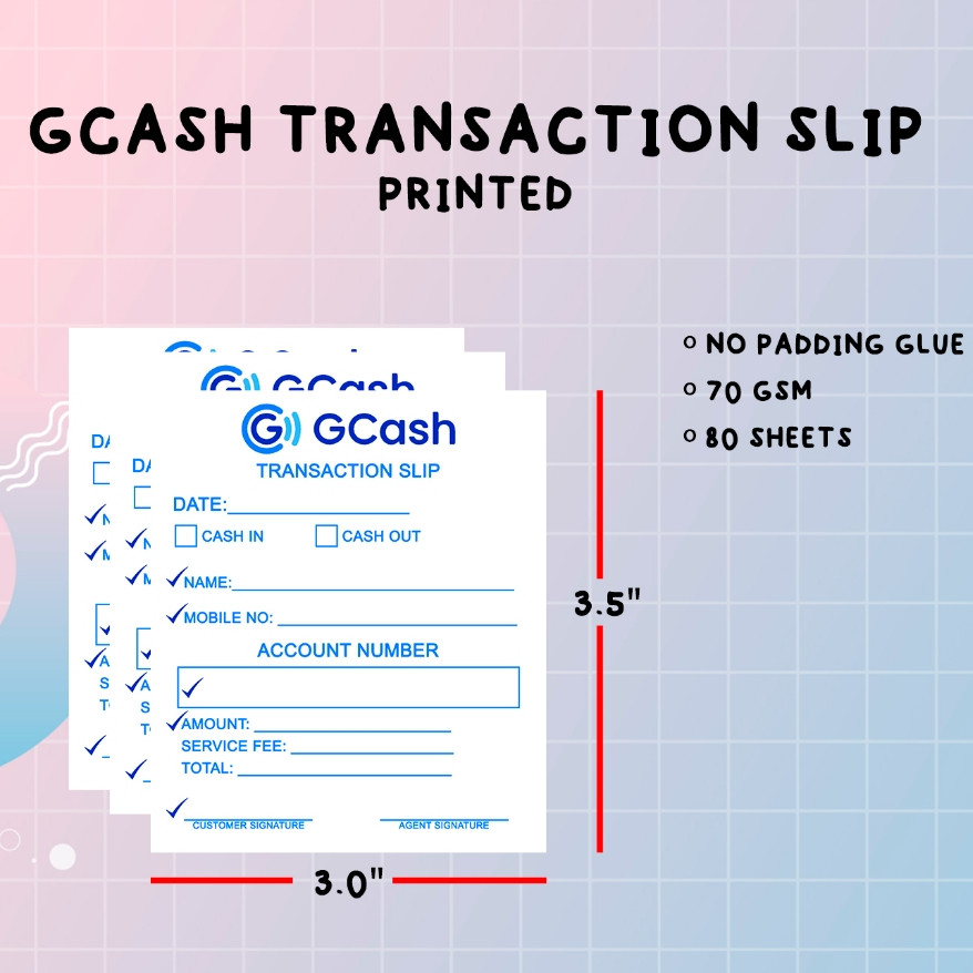Gcash Mini Transaction Slip | Padded Printed Item | Shopee Philippines