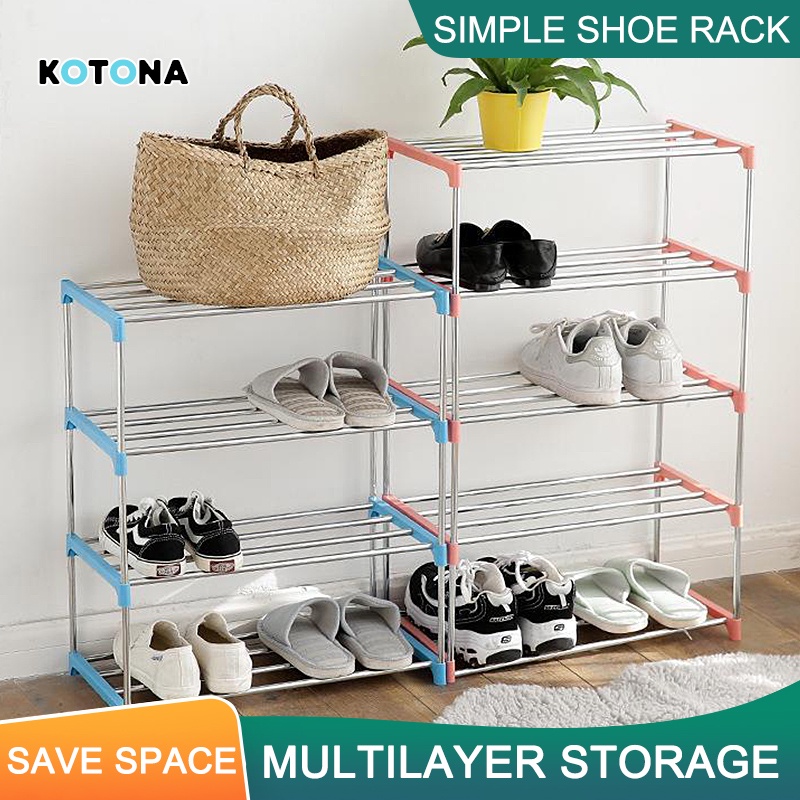 3/4/5 Layer Simple shoe rack Tier Colored stainless steel Stackable ...