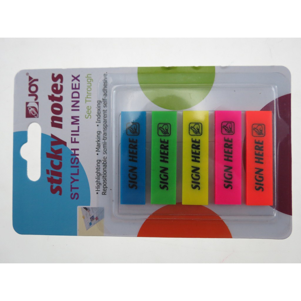Sticky Notes Film Index Sign Here Assorted Design | Shopee Philippines