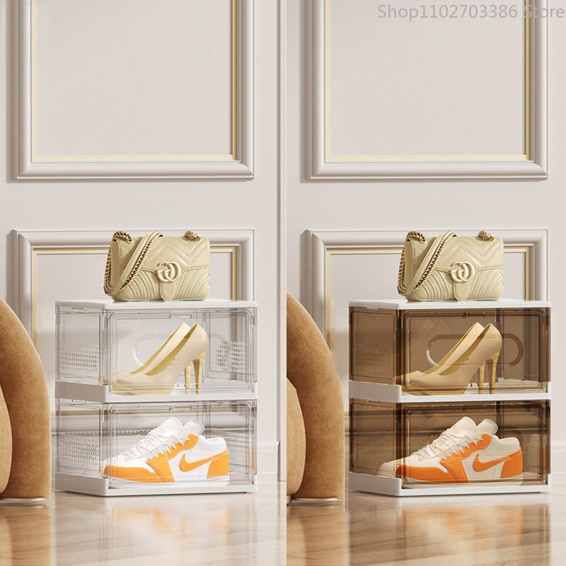 Installation-free Shoe Box Set Storage Box Transparent Shoe Storage ...