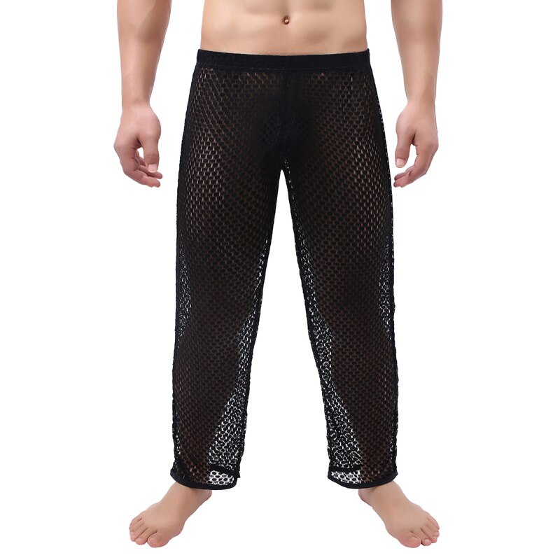 a4E Mens Sexy Mesh Sheer See-Through Stretch Long Pants Underwear ...