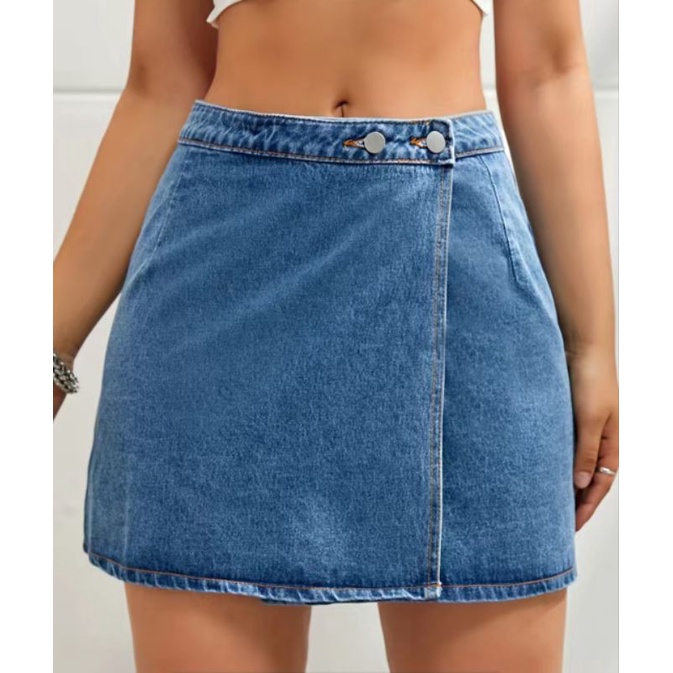 High Waist A-Line Denim Mini Skirt