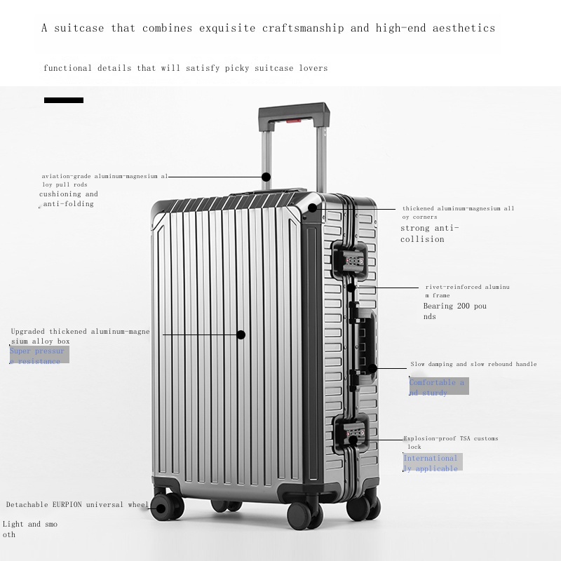 German brand trolley suitcase men s allaluminum magnesium alloy