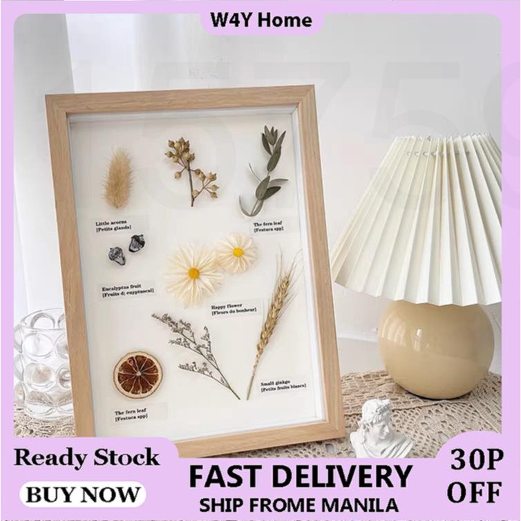 S532 【W4Y】Wooden Dried Flower Photo Frame Dried Flower Display Stand