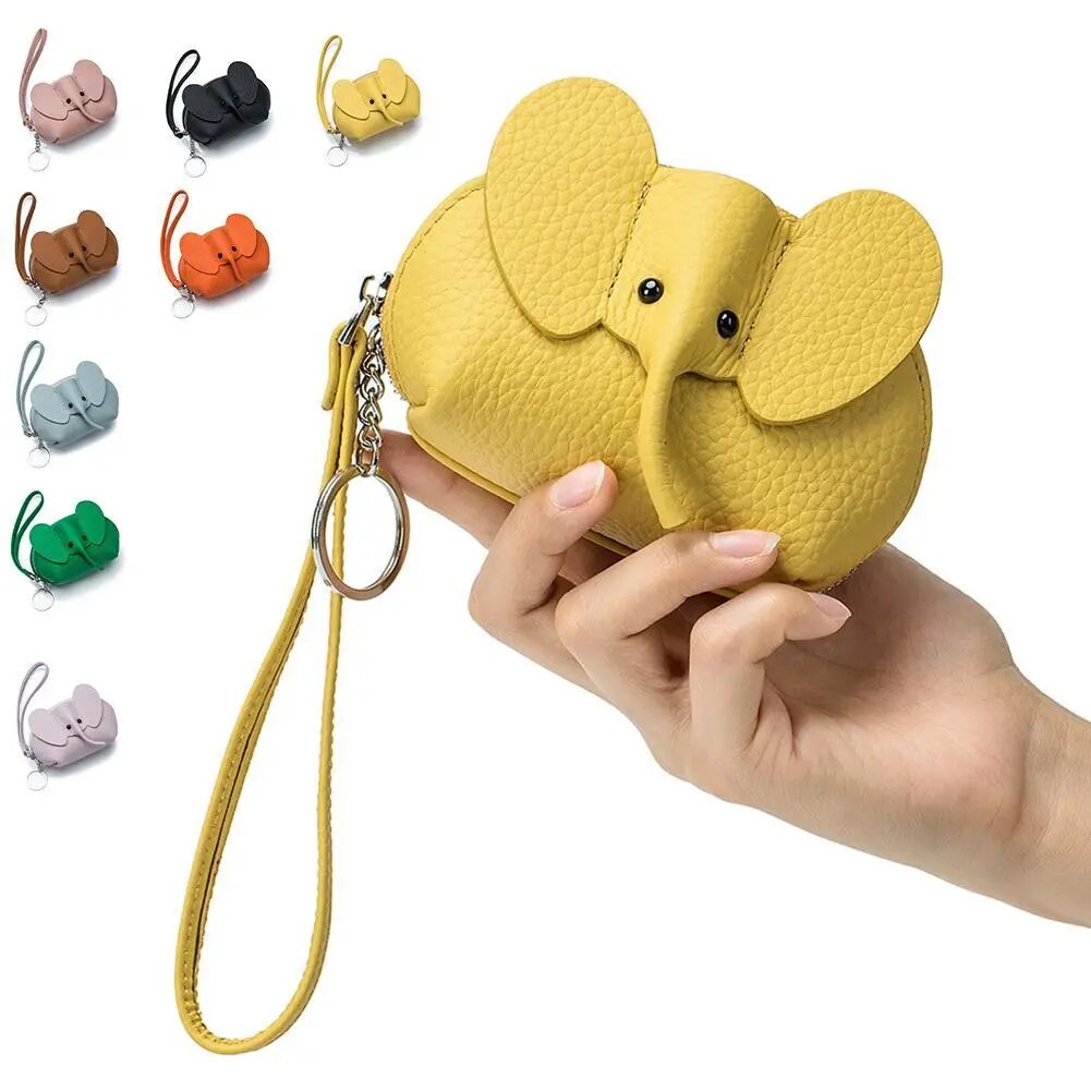 Handmade Wallet 3D Cute Elephant Coin Purse Wrist Strap Hand Bags Small Change Coin Pouch Keych