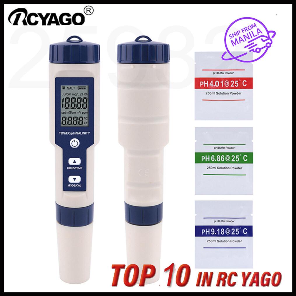 S524 RCYAGO Digital 5 In 1 Water Quality Meter PH Meter TDS Salinity ...