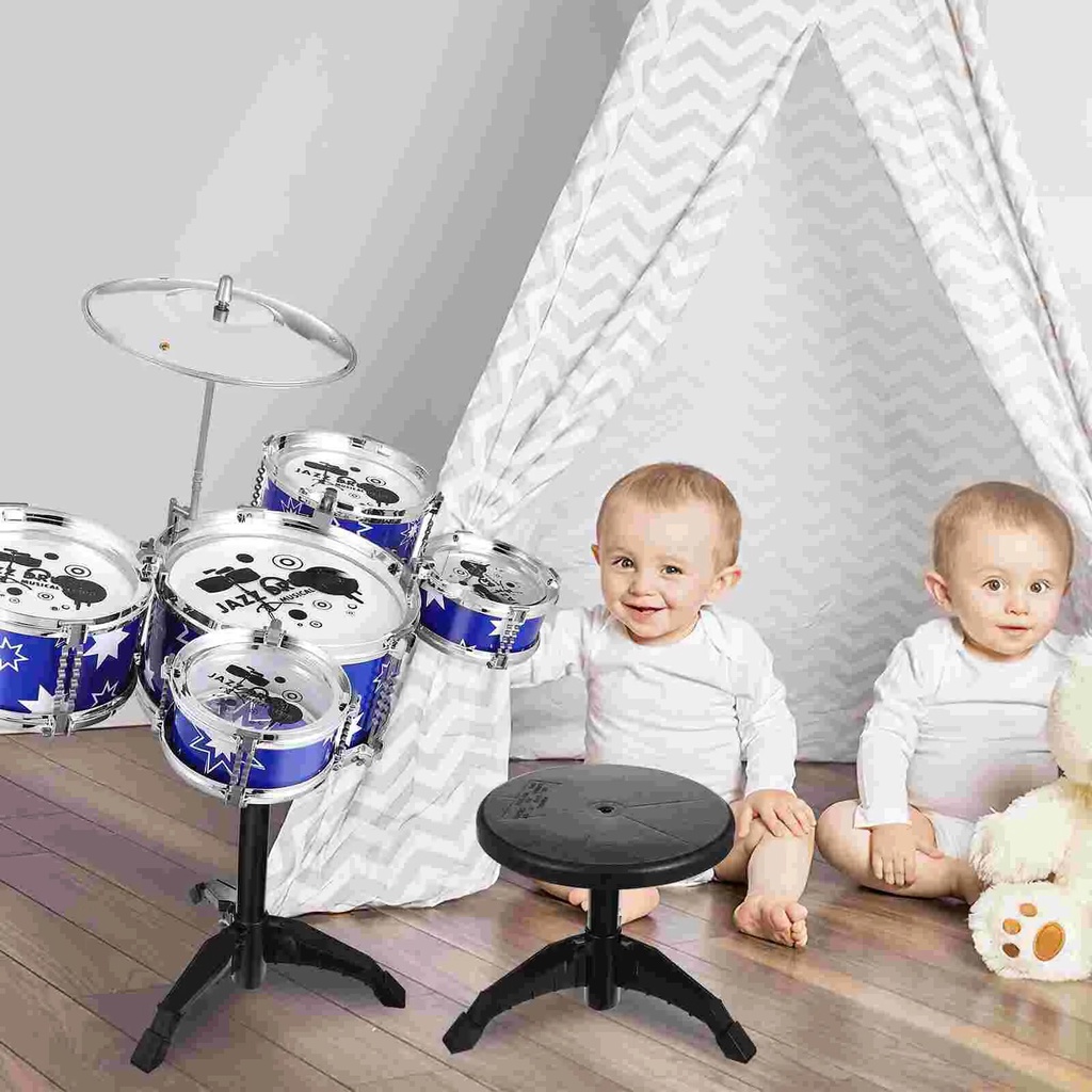 ☝Drum Set for Kids Jazz Drum Kit for Toddler Drum Set with Stool