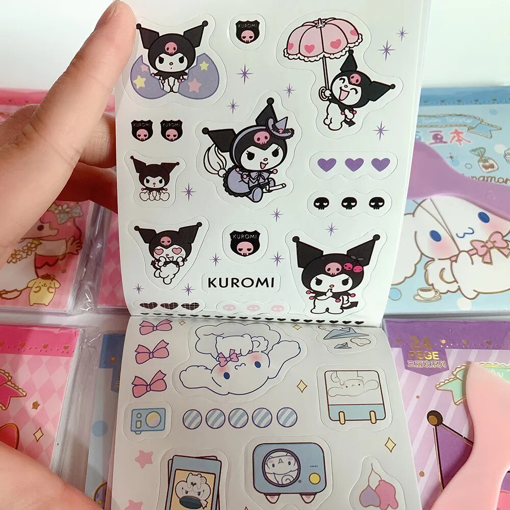 Cute Cartoon Sanrio Hello Kitty Stickers Book Kulome Melody Kuromi ...