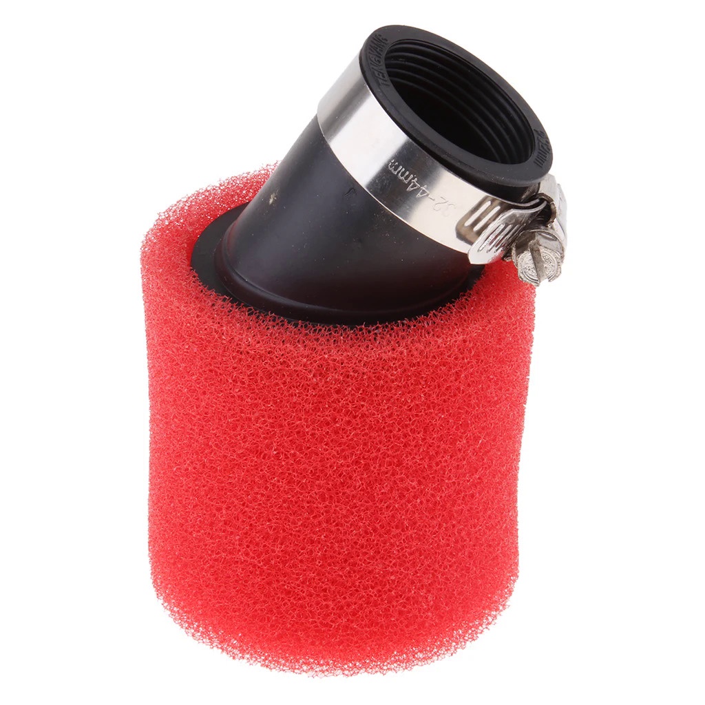 Red 32mm Angle Bent Foam Air Filter Pod Cleaner for 50cc 110cc PIT Quad ...