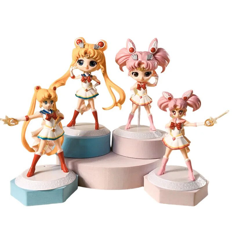 4pcs Kawaii Sailor Moon Figures Tsukino Usagi Chibiusa Anime Figure Pvc ...