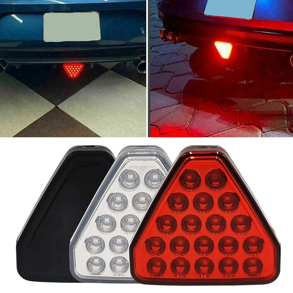 1x For Car F1 Style Triangle Red LED 3rd Rear Bumper Tail Stop Strobe ...
