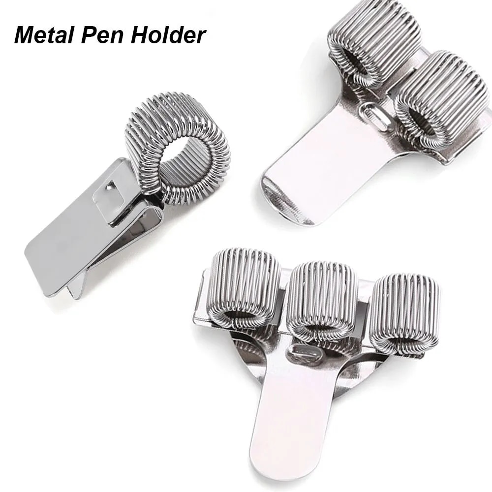 1PC Single/Double/Triple Hole Metal Spring Pen Holder With Pocket Clip
