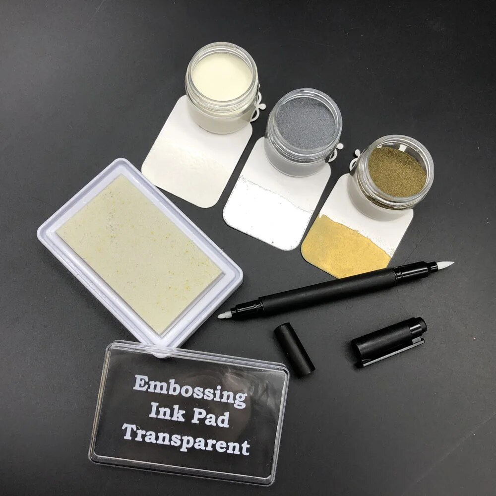 10g Each Jar Embossing Powder Pigment Stamping Clear Embossing Ink Pad