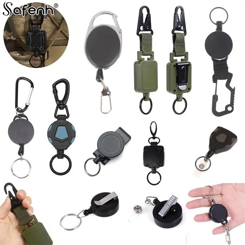 ⋛Key chain 60/74/75cm Retractable Keyring Metal Wire Keychain Clip Pull
