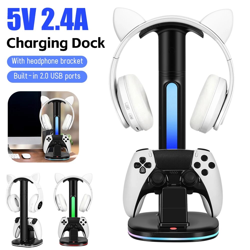 for PS5 Handle Charging Dock Docking Station with LED Light Controller
