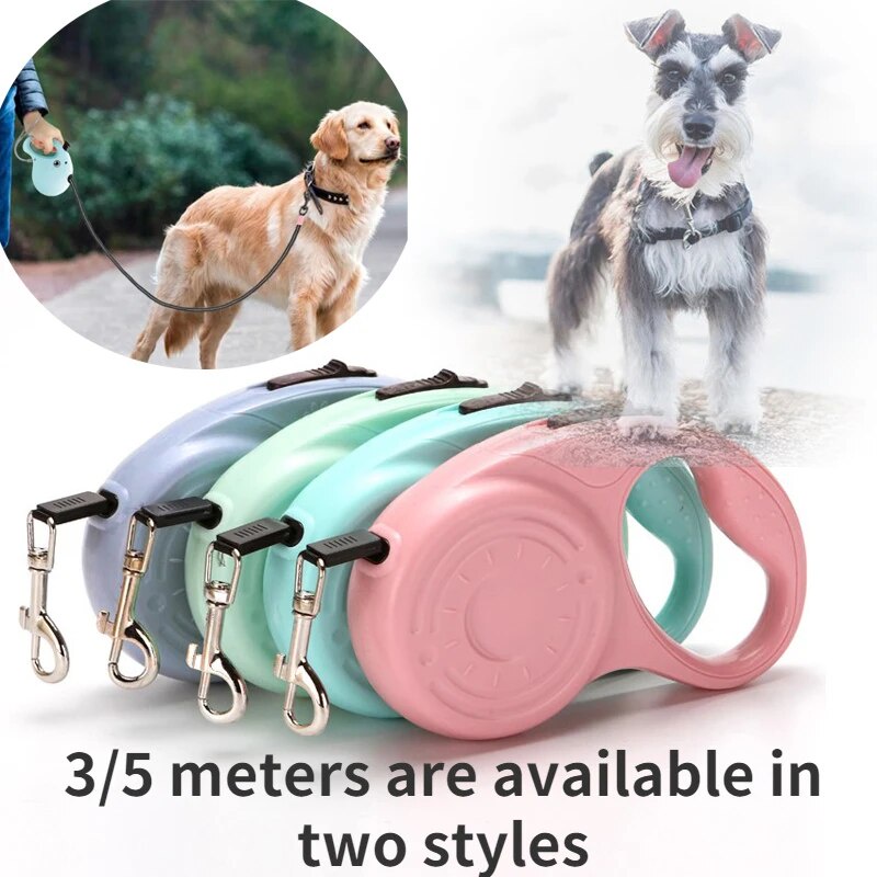 3/5Meters Nylon Retractable Dog Collar Rope Small Dog Walking Leash