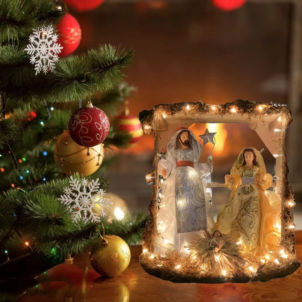 ஐChristmas belen set,house with lights,christmas decorations belen ...