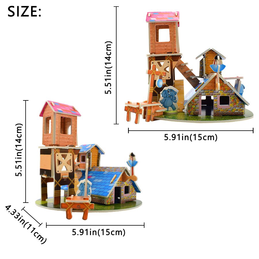 Christmas present Farm House 3D Puzzle Toys Cardboard Building DIY