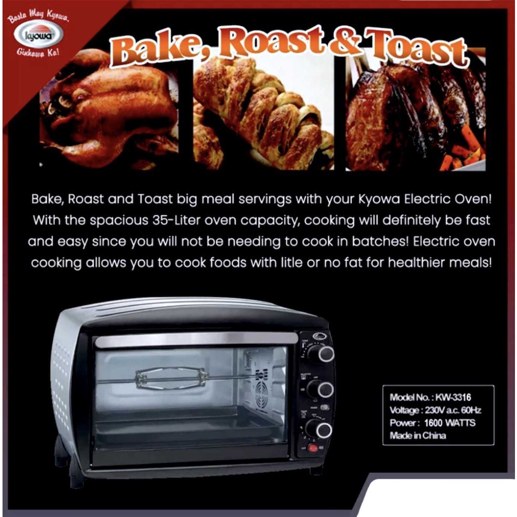 KYOWA Electric Oven with Convection Function Kw3316 35 Liters With