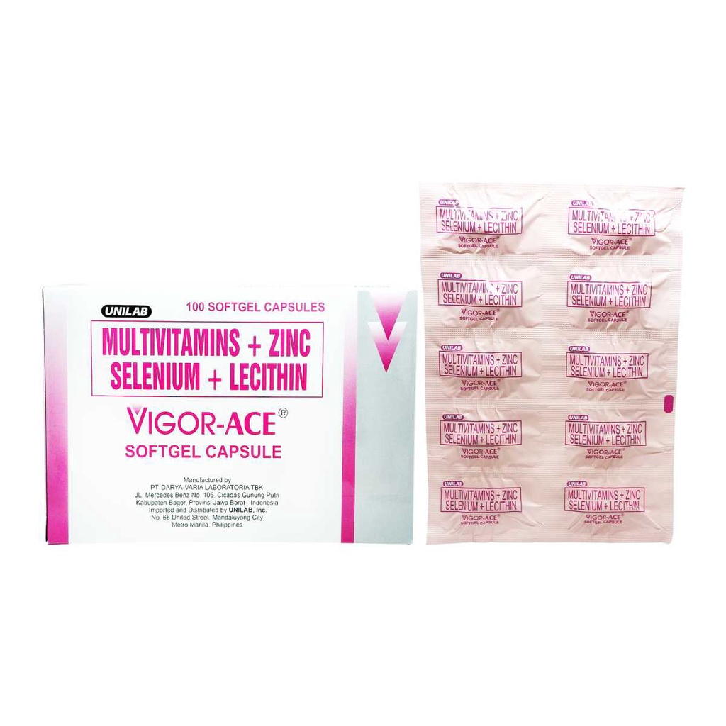 VigorAce Multivitamins Zinc Selenium Lecithin 100's Softgel Box