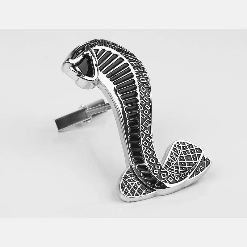 ☸1pcs 3D Metal Snake Cobra car front grille emblem For Ford Mustang