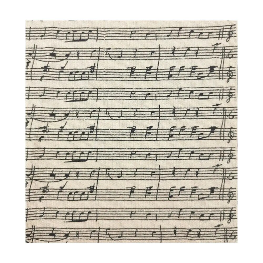 1PC Classic Black Musical Note Music Staff Printed Cotton Linen Fabric ...