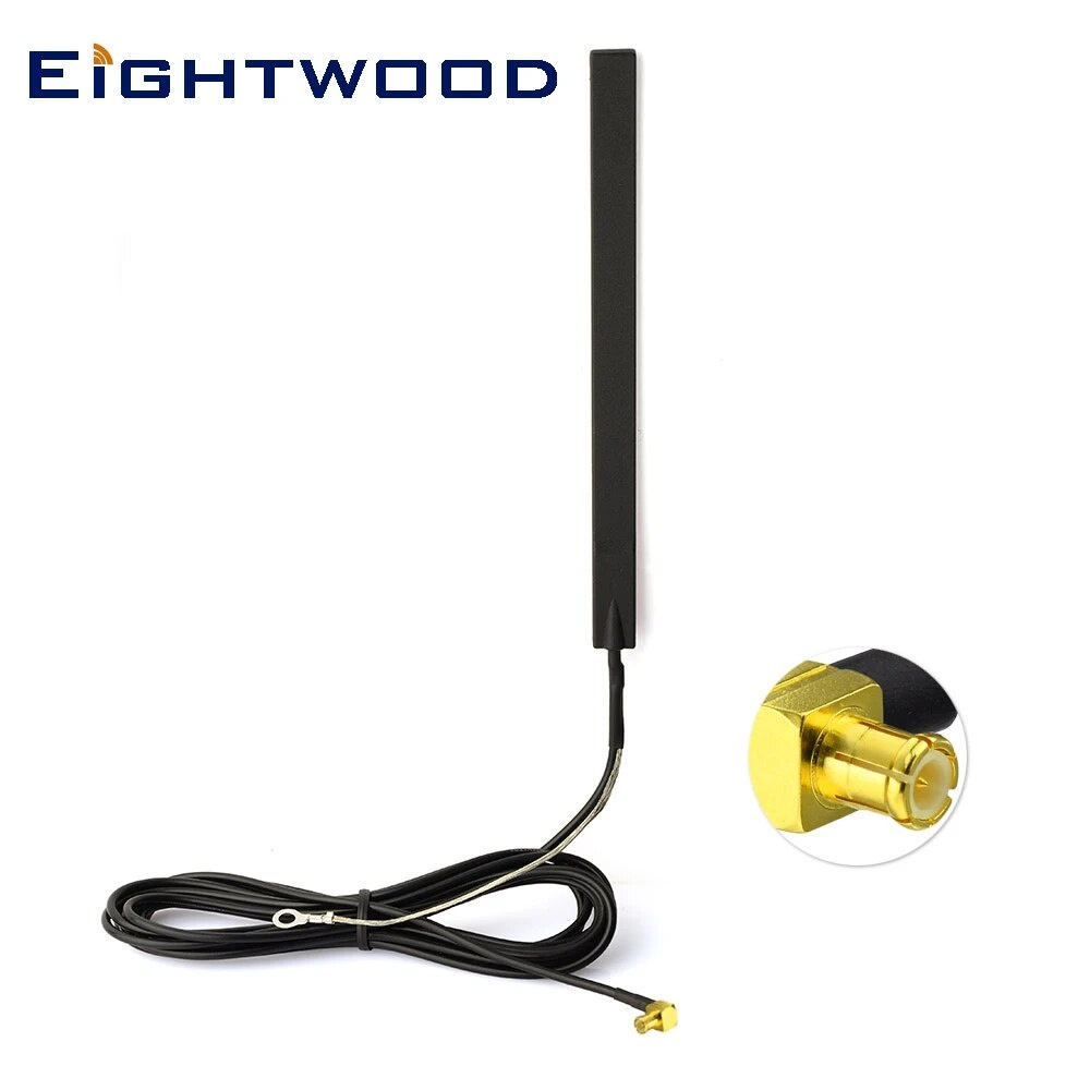 Eightwood Car Dab Radio Amplified Antenna Internal Glass Mount Aerial Mcx Plug Male Connector 3m 9908