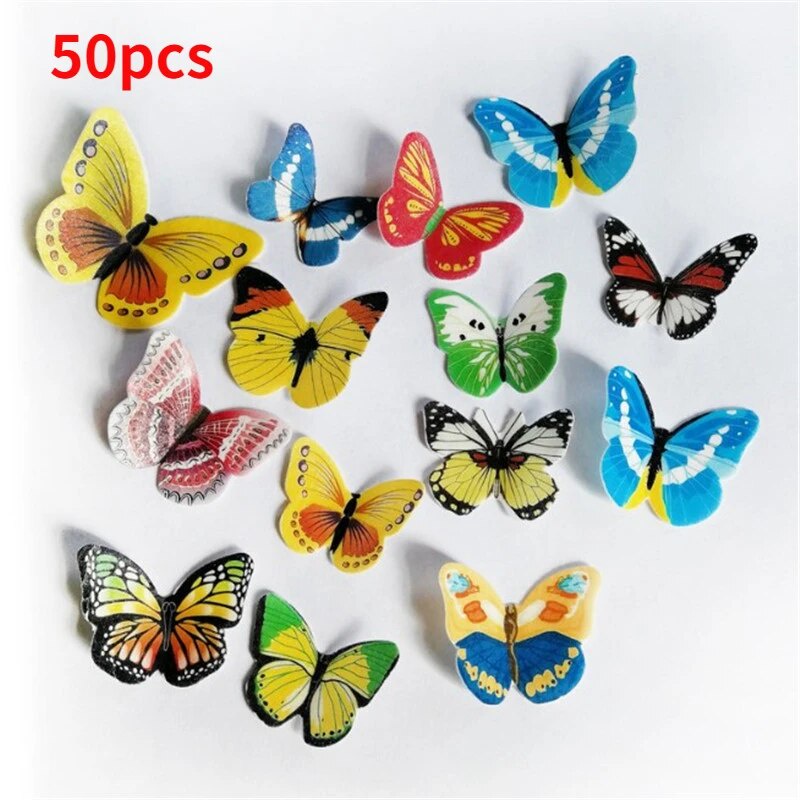 ♥50pcs/box Edible Cake Decoration Mixed Butterfly Glutinous Wafer Rice ...