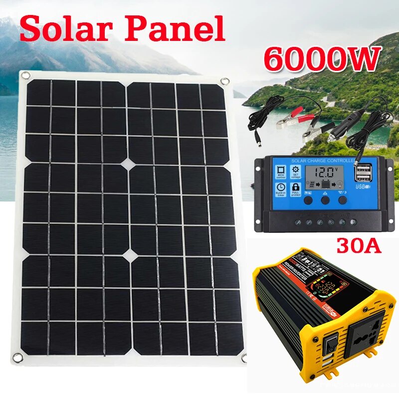 ☏500w Solar Power Generation System Lcd Display Dual Usb 12v To 110 