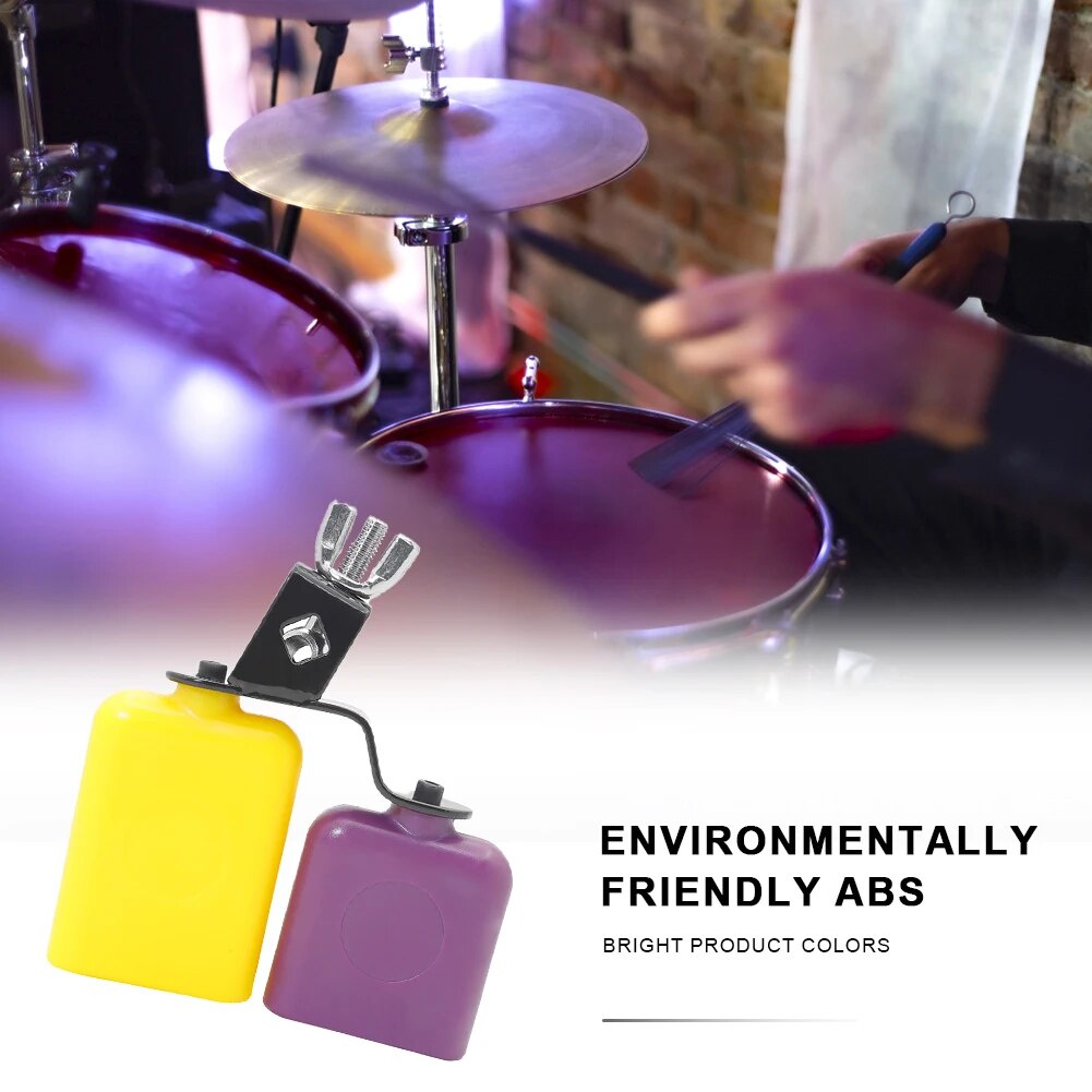 Muyu Cowbell Drum Kit Yellow and Purple Cowbell Drum Block Bell Square