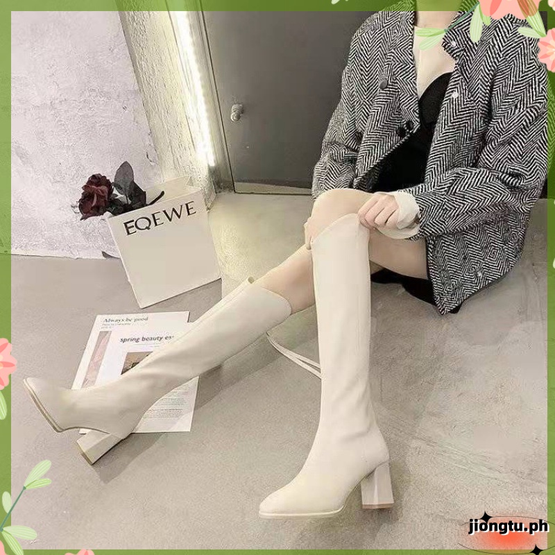 High Boots Knight 2023 New Soft Leather White Autumn and Winter