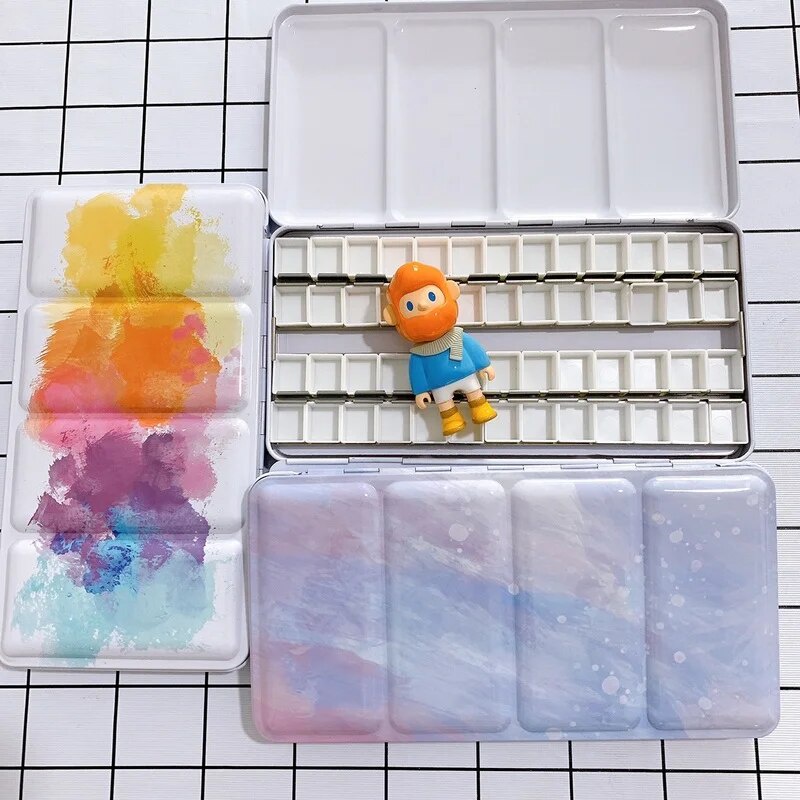 ⊹48 Grid Watercolor Paint Sub-pack Storage Box with Card Slot Flat ...