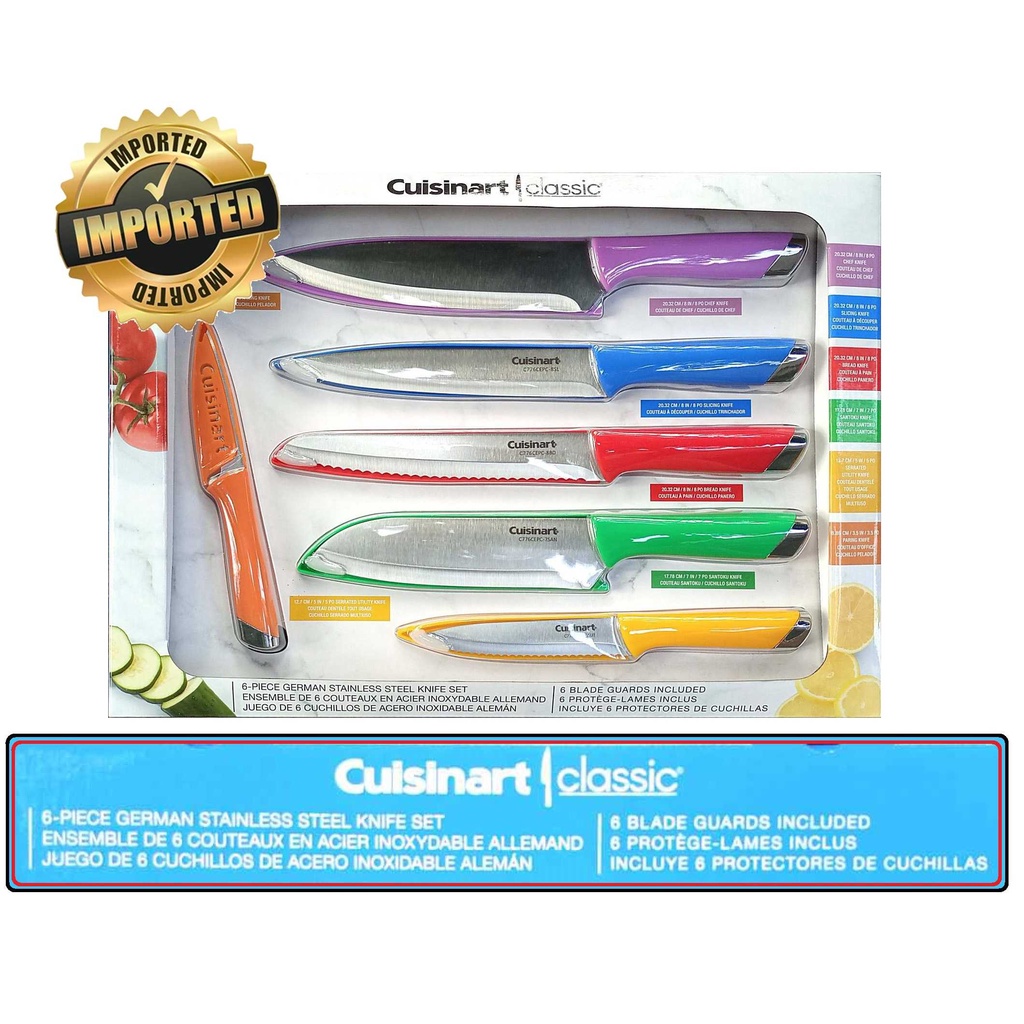 Cuisinart Metallic Stainless Steel German 6Piece Knife Set with Blade Guards Six kitchen