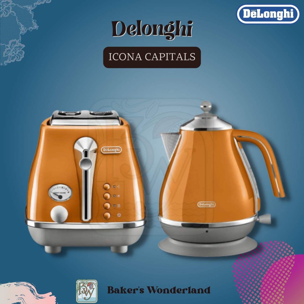 DeLonghi Icona Capitals Kettle & Toaster Set (Rome Orange) Shopee