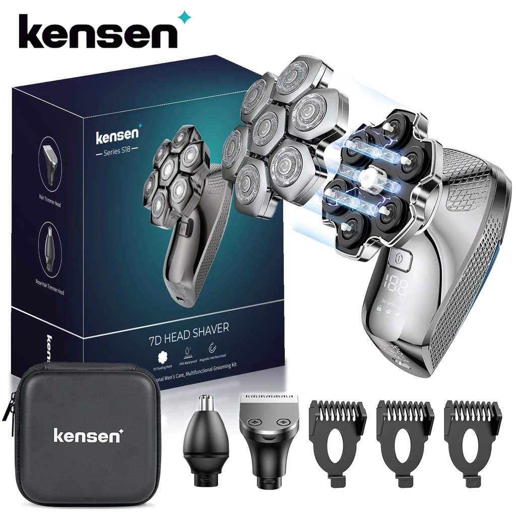 ♚Kensen S18 Electric Head Shaver for Men Rechargeable 7D Floating ...