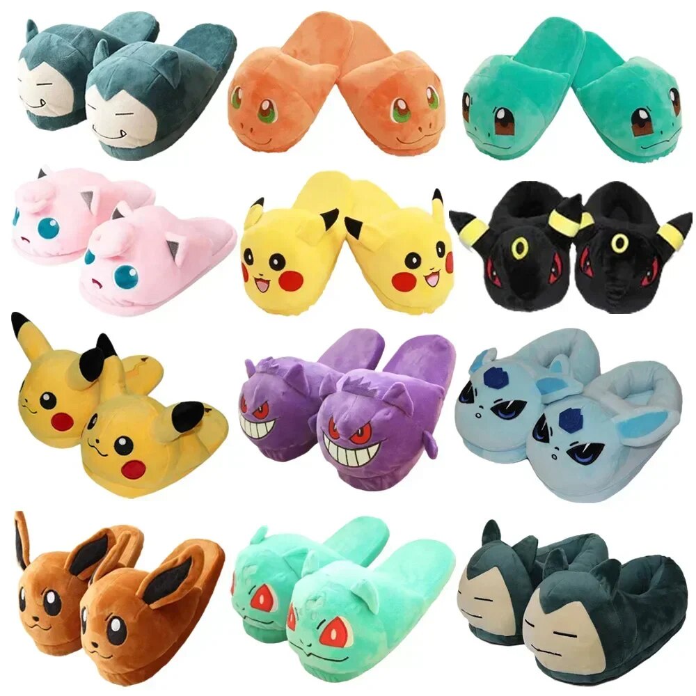 Pokemon Cotton Slippers Snorlax Pikachu Psyduck Mudkip Charmander Eevee ...