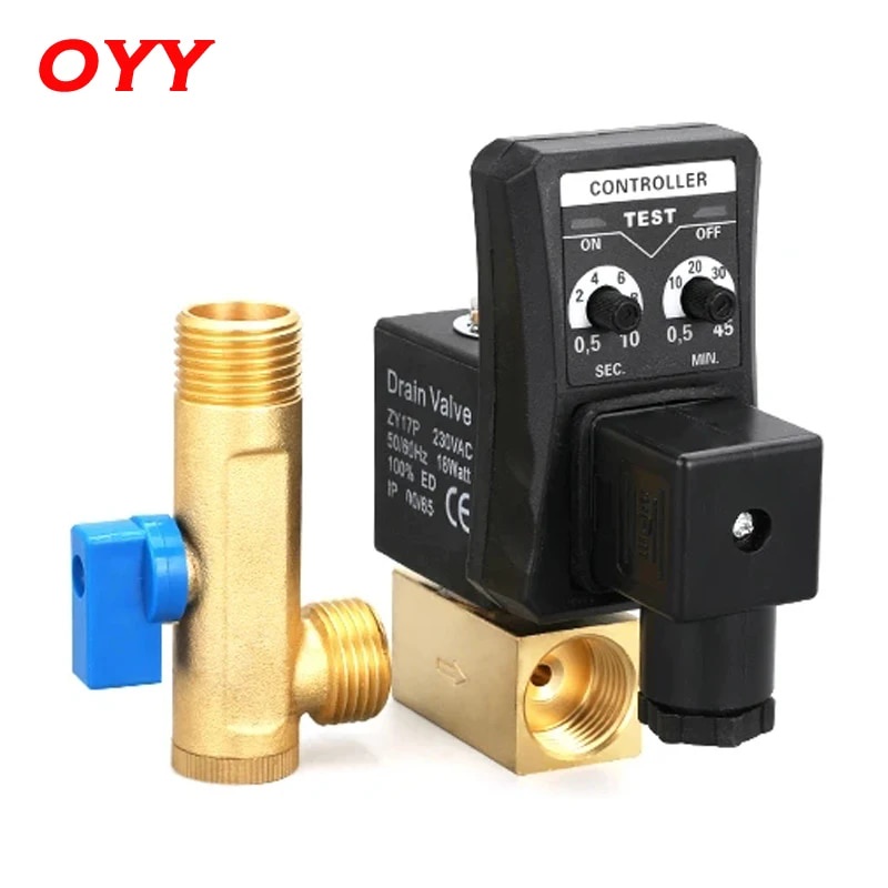 AC 220V 1/2 Inch Electronic Drain Valve Electric Timer Auto Water Valve ...